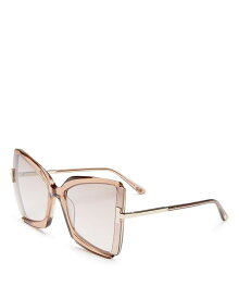 【送料無料】 トム・フォード レディース サングラス・アイウェア アクセサリー Gia Butterfly Sunglasses 63mm Shiny Beige/Brown Mirror