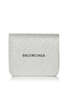 【送料無料】 バレンシアガ レディース 財布 アクセサリー Cash Glitter Leather Snap Bifold Wallet Silver