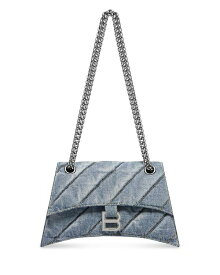 【送料無料】 バレンシアガ レディース ハンドバッグ バッグ Crush Quilted Denim Small Chain Bag Denim Blue/Silver
