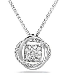 【送料無料】 デイビット・ユーマン レディース ネックレス・チョーカー・ペンダントトップ アクセサリー Infinity Pendant Necklace with Diamonds Silver