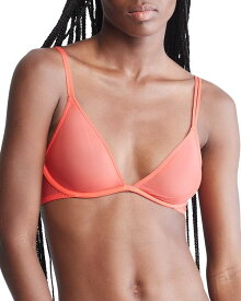 【送料無料】 カルバンクライン レディース ブラジャー アンダーウェア Sheer Marquisette Unlined Plunge Bra Orange