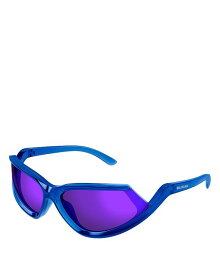 【送料無料】 バレンシアガ レディース サングラス・アイウェア アクセサリー Side Xpander Directional Sunglasses 71mm Blue/Purple Mirrored Solid