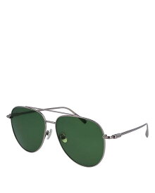 【送料無料】 フェラガモ レディース サングラス・アイウェア アクセサリー Prisma Oversize Aviator Sunglasses 61mm Gray/Green Solid
