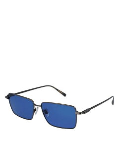 tFK fB[X ANZT[ TOXEACEFA Ferragamo Prisma Rectangular Metal Sunglasses 57mm Gray/Blue Solid O[