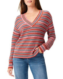 【送料無料】 ニックプラスゾーイ レディース ニット・セーター アウター Island Sunset Striped Sweater Pink Multi