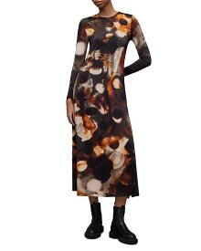 【送料無料】 オールセインツ レディース ワンピース トップス Katlyn Mars Printed Midi Dress Rust Brown