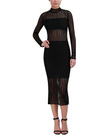 【送料無料】 ビーシービージーマックスアズリア レディース ワンピース トップス Sheer Stripe Midi Dress Black