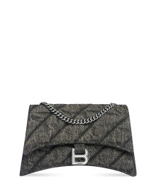 【送料無料】 バレンシアガ レディース ショルダーバッグ バッグ Crush Extra Small Quilted Denim Chain Crossbody Charcoal Black/Silver