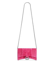 【送料無料】 バレンシアガ レディース 財布 アクセサリー Hourglass Velvet Chain Wallet Bright Pink/Silver