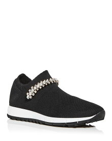 【送料無料】 ジミーチュー レディース スリッポン・ローファー シューズ Women's Verona Embellished Knit Slip On Sneakers Black/Crystal