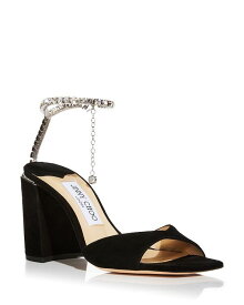 【送料無料】 ジミーチュー レディース サンダル シューズ Women's Saeda 85 Embellished Ankle Strap High Heel Sandals Black/Crystal