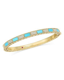 【送料無料】 ロバートコイン レディース ブレスレット・バングル・アンクレット アクセサリー 18K Gold Mosaic Diamond Pave & Turquoise Bangle Bracelet Blue/Gold