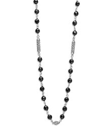 【送料無料】 ラゴス レディース ネックレス・チョーカー・ペンダントトップ アクセサリー Sterling Silver Caviar Icon Ceramic Bead Link Statement Necklace 16-18 Black/Silver