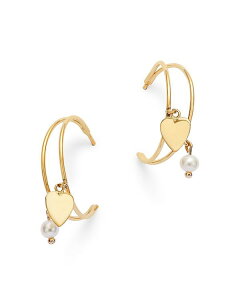 ���[�� & ���h�E ���f�B�[�X �A�N�Z�T���[ �s�A�X�E�C�������O Moon & Meadow 14K Yellow Gold Freshwater Pearl & Polished Heart Dangle Hoop Earrings Gold �S�[���h