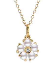 【送料無料】 ムーン & メドウ レディース ネックレス・チョーカー・ペンダントトップ アクセサリー 14K Yellow Gold Cultured Freshwater Pearl & Diamond Flower Pendant Necklace 18 White/Gold