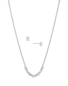 【送料無料】 ナディール レディース ネックレス・チョーカー・ペンダントトップ アクセサリー Mixed Cubic Zirconia Necklace & Stud Earrings Set in Rhodium Plated Silver