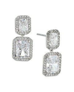yz ifB[ fB[X sAXECO ANZT[ Emerald Cut Halo Drop Earrings in 18K Gold Plated or Rhodium Plated Silver