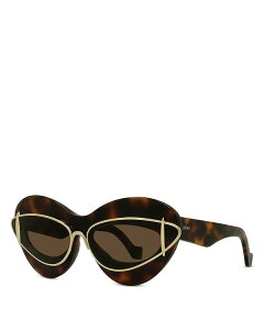 Gx fB[X ANZT[ TOXEACEFA Loewe Double Frame Cat Eye Sunglasses 67mm Dark Havana/Brown Solid uE