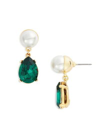 【送料無料】 ケネスジェイレーン レディース ピアス・イヤリング アクセサリー Imitation Pearl & Green Stone Drop Earrings in Gold Tone Green/Pearl