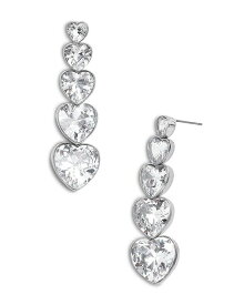 【送料無料】 バウブルバー レディース ピアス・イヤリング アクセサリー Minette Cubic Zirconia Heart Linear Drop Earrings in Silver Tone Silver