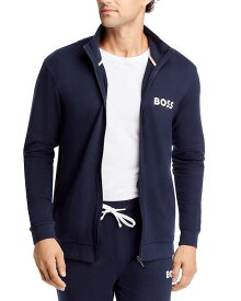 【送料無料】 ボス メンズ ジャケット・ブルゾン アウター Ease Cotton Logo Print Full Zip Jacket Dark Blue