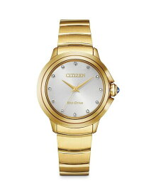 【送料無料】 シチズン レディース ブレスレット・バングル・アンクレット アクセサリー Ceci Women's Diamond-Accent Stainless Steel Bracelet Watch 32mm Silver/Gold