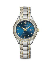 【送料無料】 シチズン レディース ブレスレット・バングル・アンクレット アクセサリー Women's Crystal-Accent Stainless Steel Bracelet Watch 30mm Blue/Two-Tone