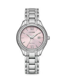 【送料無料】 シチズン レディース ブレスレット・バングル・アンクレット アクセサリー Women's Crystal-Accent Stainless Steel Bracelet Watch 30mm Pink/Silver