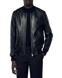 【送料無料】 サンドロ メンズ ジャケット・ブルゾン アウター New Monaco Leather Full Zip Bomber Jacket Black