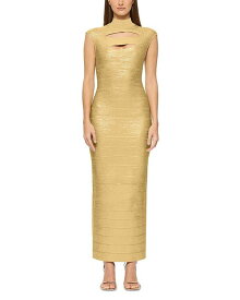 【送料無料】 エルベレジェ レディース ワンピース トップス Foiled Cutout Bandage Gown Gold Foil