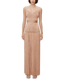 【送料無料】 エルベレジェ レディース ワンピース トップス Strappy Ottoman Metallic Fringe Gown Met Rose Gold