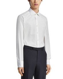 【送料無料】 ゼニア メンズ シャツ トップス Structured Trecapi Cotton Shirt White/Blue