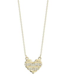 【送料無料】 ムーン & メドウ レディース ネックレス・チョーカー・ペンダントトップ アクセサリー 14K Yellow Gold Pave Diamond Stripe Heart Pendant Necklace 16" Gold