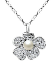 【送料無料】 アクア レディース ネックレス・チョーカー・ペンダントトップ アクセサリー Cultured Freshwater Pearl Flower Pendant Necklace in Sterling Silver 16" - 100% Exclusive White/Silver
