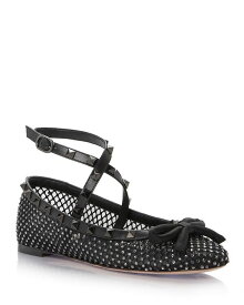 【送料無料】 ヴァレンティノ レディース パンプス シューズ Women's Embellished Ankle Strap Ballet Flats Black/Diamond
