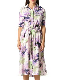 【送料無料】 グラシア レディース ワンピース トップス Flower Print Belted Shirt Dress Lavender