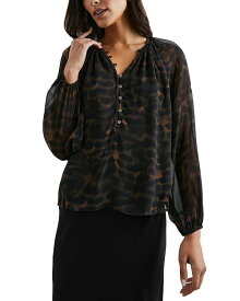 【送料無料】 レイルズ レディース シャツ トップス Indi Chiffon Top Umber Leopard