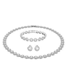 【送料無料】 スワロフスキー レディース ネックレス・チョーカー・ペンダントトップ アクセサリー Angelic Necklace Bracelet & Stud Earrings Set in Rhodium Plated Silver