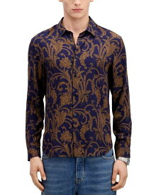 【送料無料】 ザ・クープルス メンズ シャツ トップス Printed Long Sleeve Button Front Shirt Navy/ Brown