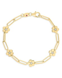 【送料無料】 ロバートコイン レディース ブレスレット・バングル・アンクレット アクセサリー 18K Yellow Gold Daisy Diamond Paperclip Chain Bracelet Gold