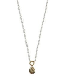 【送料無料】 アルジェントヴィーヴォ レディース ネックレス・チョーカー・ペンダントトップ アクセサリー Hammered Teardrop Shell Pearl Beaded Pendant Necklace in 18K Gold Plated Sterling Silver 16"-18" Gold/White