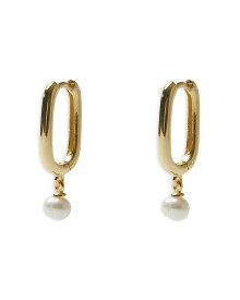 【送料無料】 アルジェントヴィーヴォ レディース ピアス・イヤリング アクセサリー Cultured Freshwater Pearl Charm Oval Hoop Earrings in 18K Gold Plated Sterling Silver White/Gold