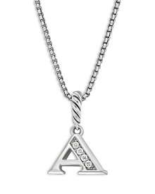 【送料無料】 デイビット・ユーマン レディース ネックレス・チョーカー・ペンダントトップ アクセサリー Pave Initial Pendant Necklace in Sterling Silver with Diamond 16" A