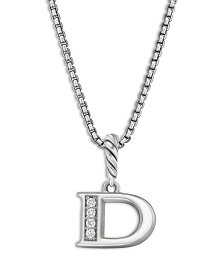 【送料無料】 デイビット・ユーマン レディース ネックレス・チョーカー・ペンダントトップ アクセサリー Pave Initial Pendant Necklace in Sterling Silver with Diamond 16" D