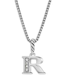 【送料無料】 デイビット・ユーマン レディース ネックレス・チョーカー・ペンダントトップ アクセサリー Pave Initial Pendant Necklace in Sterling Silver with Diamond 16" R