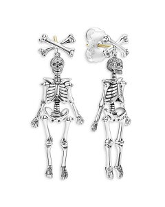 ���S�X ���f�B�[�X �A�N�Z�T���[ �s�A�X�E�C�������O LAGOS 14K Yellow Gold & Sterling Silver Rare Wonders Skeleton Drop Earrings Silver �V���o�[