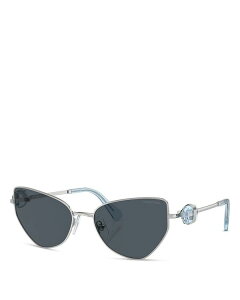 【送料無料】 スワロフスキー レディース サングラス・アイウェア アクセサリー Butterfly Sunglasses 57mm Silver/Gray Solid