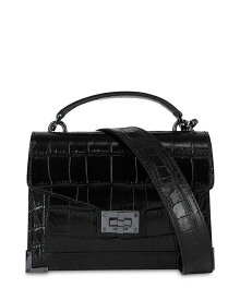 【送料無料】 ザ・クープルス レディース ハンドバッグ バッグ Mini Emily Croc Embossed Patent Leather Handbag Black
