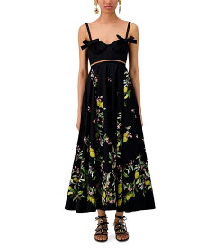 【送料無料】 ジャンバティスタ ヴァリ レディース ワンピース トップス Lemon Print Sweetheart Midi Dress Black/Yellow