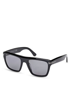 gEtH[h fB[X ANZT[ TOXEACEFA Black/Gray Polarized Solid Tom Ford Alberto Square Sunglasses, 55mm